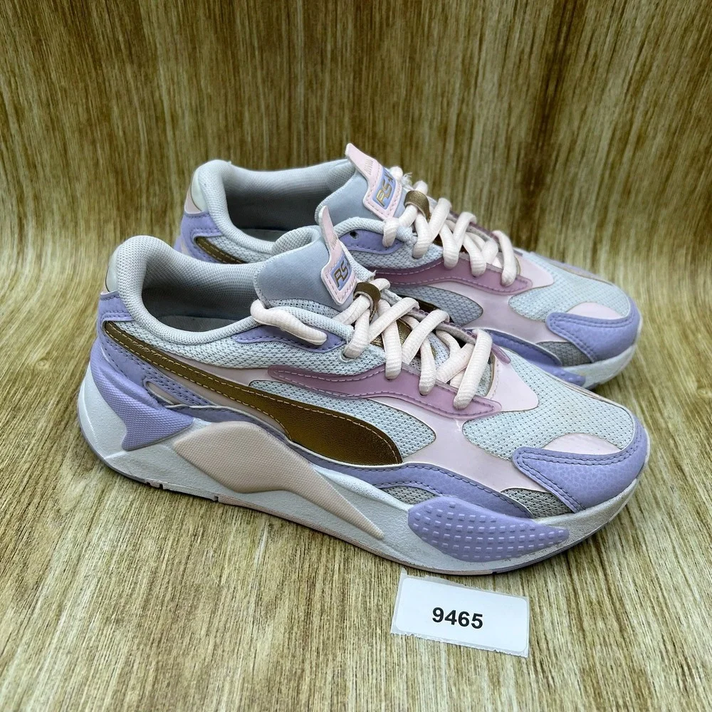 Puma RS-X C&S Women's 6.5 Lavender Pink Gold Chunky Sneakers Shoes 373489-01‎